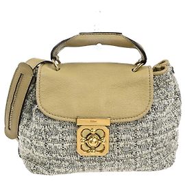 Chloé Chloe Elsie Tweed Leather Bege