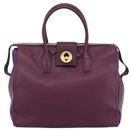Saint Laurent Cabas Bicolor Muse Dois em Couro Roxo