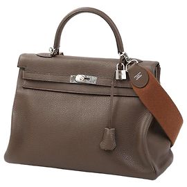 Hermès Kelly 35 Brown Clémence Leather Handbag Brown