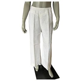 Pantalon Courreges en lin blanc Blanc