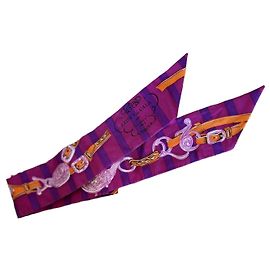 Twilly Hermès Brides de Gala Bayadère de seda roxa Roxo