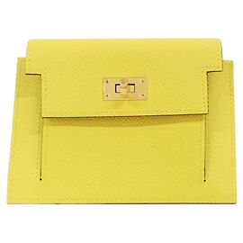 Billetera compacta Kelly de Hermès Amarillo