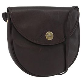 Bolsa de Ombro Christian Dior em Couro Marrom Dourado Auth BA11045 Marrom Dourado
