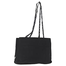 PRADA Tote Bag Nylon Black Silver Auth bs32790 Black Silvery