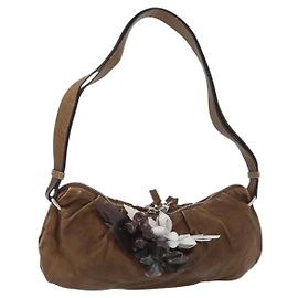 Chloé Chloe Shoulder Bag Leather Brown Silver Auth 172747 Brown Silvery