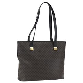 Céline CELINE Macadam Canvas Tote Bag aus PVC-Leder in Schwarz und Gold Auth mr2013 Schwarz Golden