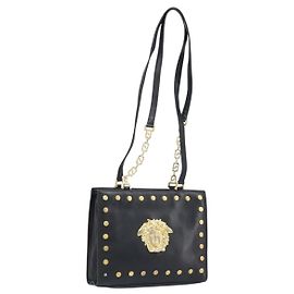 Borsa a Spalla Gianni Versace in Pelle Nera e Oro Auth BA10801 Nero D'oro