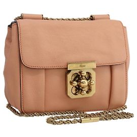 Chloé Bolsa de Ombro em Couro Chloe Chain Elsie Rosa Dourado Auth BA11036V Rosa Dourado