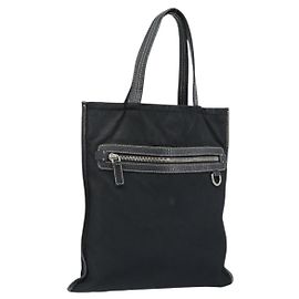 PRADA Tote Bag aus Nylon Schwarz Silber Auth 172974 Schwarz Silber