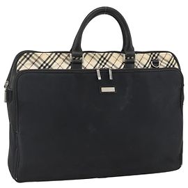Burberry Nova Check Black label Handtasche Nylon Silber Schwarz Auth bs33588 Schwarz Silber
