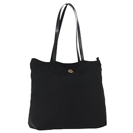 Céline Borsa Tote Circle in Nylon Nero e Oro Auth ka2834 Nero D'oro