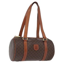 Céline Sac à main en toile Macadam CELINE en cuir PVC marron et or Auth mr2020 Marron Doré