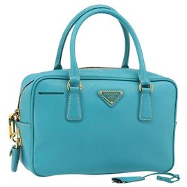 PRADA Sac à main en cuir Safiano Or Émeraude Vert Auth 171445V Doré Autre