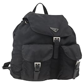 PRADA Backpack Nylon Silver Black Auth bs33518 Black Silvery