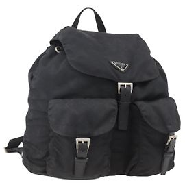 Zaino PRADA in nylon argento nero Auth bs33518 Nero Argento