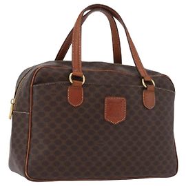 Céline Sac à main en toile Macadam CELINE en cuir PVC marron doré Auth 172767 Marron Doré