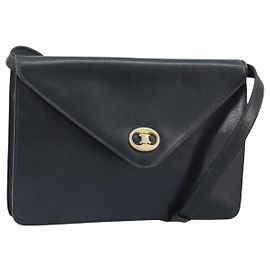 Céline Borsa a Spalla CELINE in Pelle Nera e Oro Auth ki6485 Nero D'oro