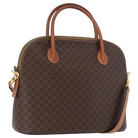 Céline Sac à main en toile Macadam CELINE en cuir PVC 2 en 1 marron or Auth ki6435 Marron Doré