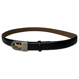 Céline Vintage Celine Snake Emblossed Leather Belt Black Black
