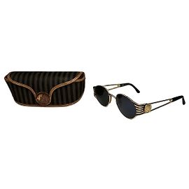 Gafas de sol vintage Fendi Negro Dorado Dorado