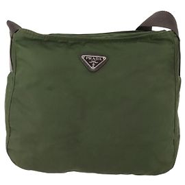 Borsa Messenger con Zip Prada Tessuto Grande Cachi
