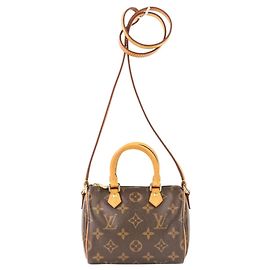 Louis Vuitton Nano Speedy Monogram Schultertasche Braun