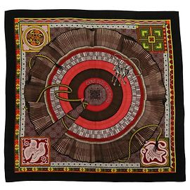 Hermès Hermes Cent Plis des Miao Carre Geant Stole Black Red