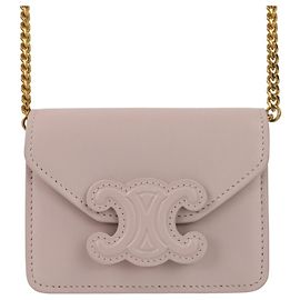 Céline Mini bolsa de ombro Celine Triomphe Chain com porta-cartões Rosa