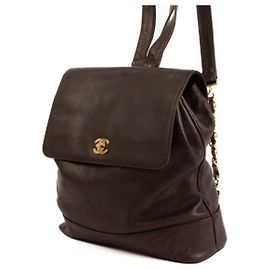 Sac à dos Chanel Marron Cuir Caviar Marron