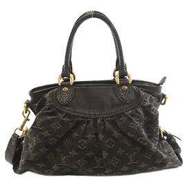 Louis Vuitton Monogram Denim Neo Cabby MM Handbag Black
