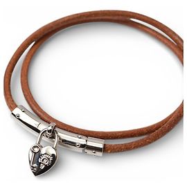 Hermès Hermes Viviride Fantasy Heart Cadena Choker Bangle Bracelet Brown