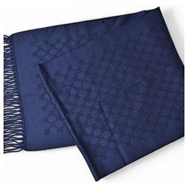 Gucci Men's Navy Wool Scarf Navy blue