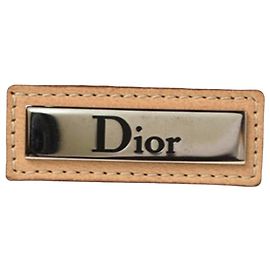 Christian Dior Beige Jacquard Leather Key Case Beige