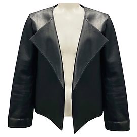 The Row Black Lambskin Leather Jacket with Open Front Black