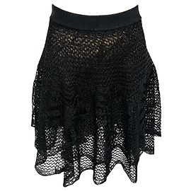 Valentino Garavani Valentino Black / Nude Flared Lace Skirt Black