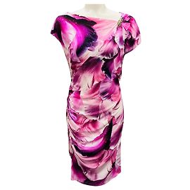 Vestido de cóctel de jersey elástico floral rosa Roberto Cavalli Rosa