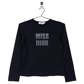 Camicia a maniche lunghe 'Miss Dior' con strass dei primi anni 2000 di Galliano Nero
