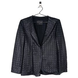 Blazer de cuero cortado a láser Armani de los 2000 Negro