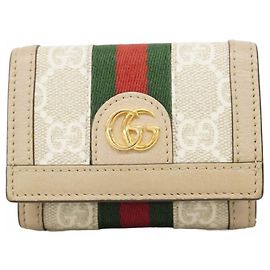 Portafoglio Gucci Ophidia a tre pieghe in beige Beige
