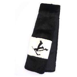 Cachecol de vison com logo LV da Louis Vuitton Preto Branco