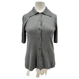 By Malene Birger Grauer Kurzarm-Cardigan aus Wolle Grau