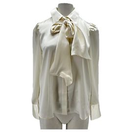 L'Agence Blouse blanche col lavalier en soie Blanc
