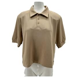 Autre Marque Polo camel con hombreras de algodón Camello