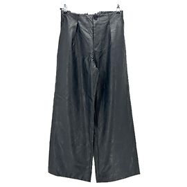 Baum und Pferdgarten Wide-leg leather pants black Black