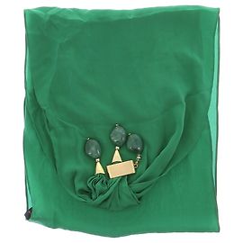 Luisa Spagnoli Echarpe verde de seda Verde