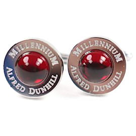 Alfred Dunhill Runde Manschettenknöpfe aus Silber von Dunhill Silber Rot