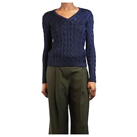 Ralph Lauren Navyblauer Strickpullover mit V-Ausschnitt - Größe XS Marineblau