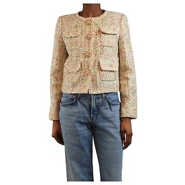 Self portrait Pink glittery tweed jacket - size UK 8 Pink