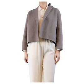 Theory Brown wool and cashmere-blend cropped coat - size S Brown