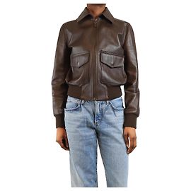 Ralph Lauren Braune Leder Harrington-Jacke - Größe UK 6 Braun